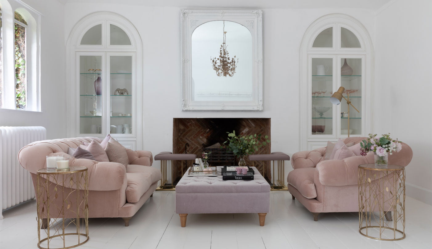 pink and white lounge