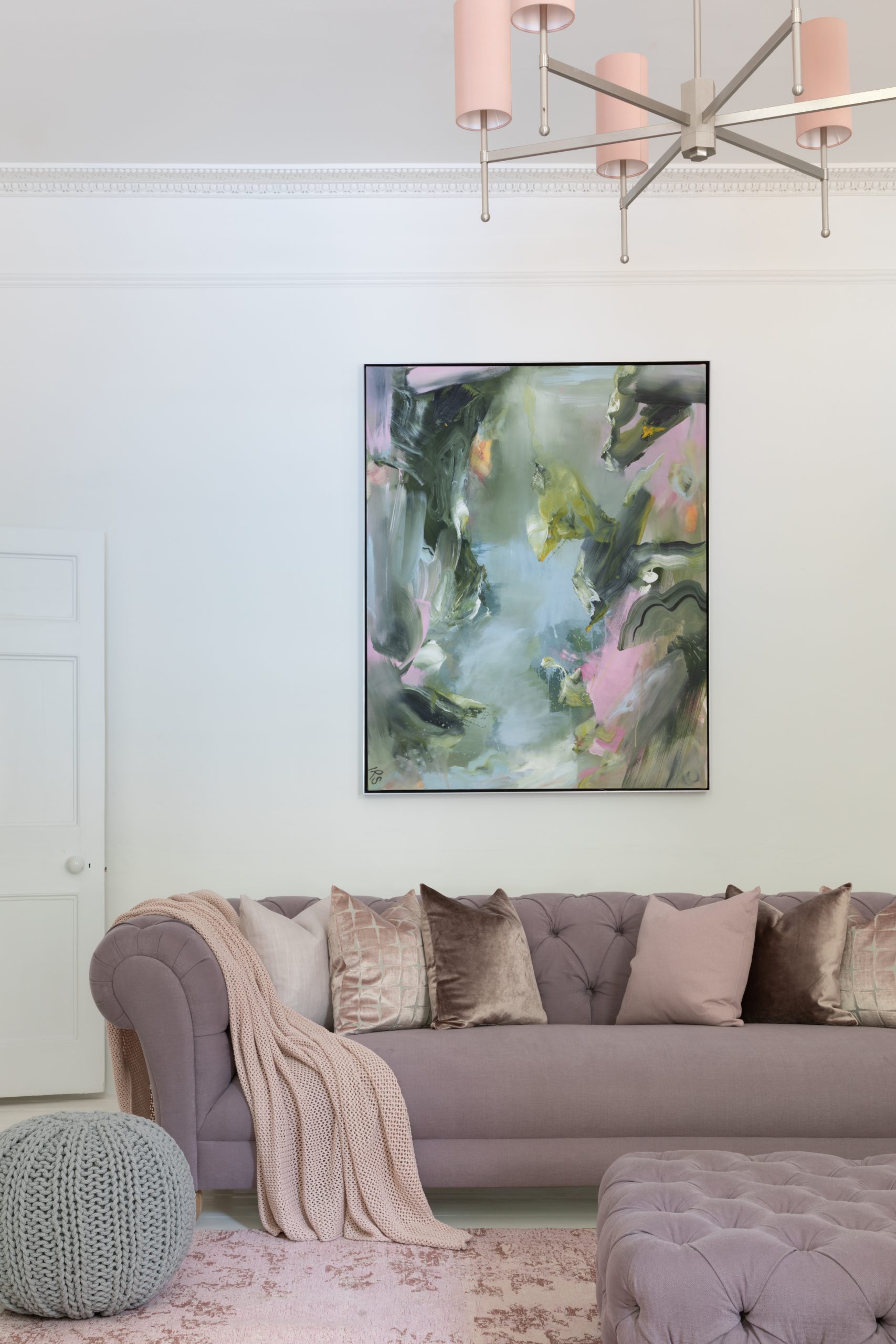 Manor House Living Room with mauve sofa